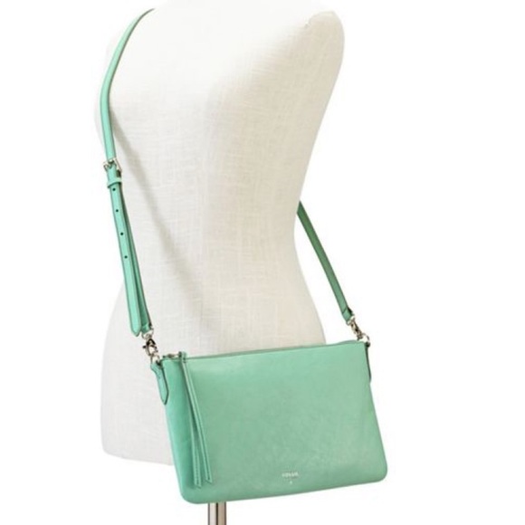Fossil Syndey Top Zip Mint Crossbody Bag - Picture 1 of 11